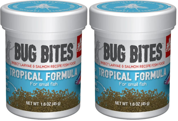 Fluval Bug Bites Tropical Fish Food Small Granules For Small To Medium Sized Fish 1.6 Oz. A6577
