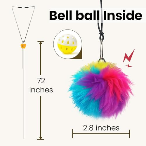 Fokauiwo Interactive Cat Toys For Indoor Cats Self-Play Hanging Door Toy For Kitten Adjustable Height Exercise Bell Ball To Keep Kittens Active