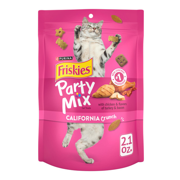 Friskies Purinacat Treats Party Mix California Crunch With Chicken - (Pack Of 10) 2.1 Oz. Pouches