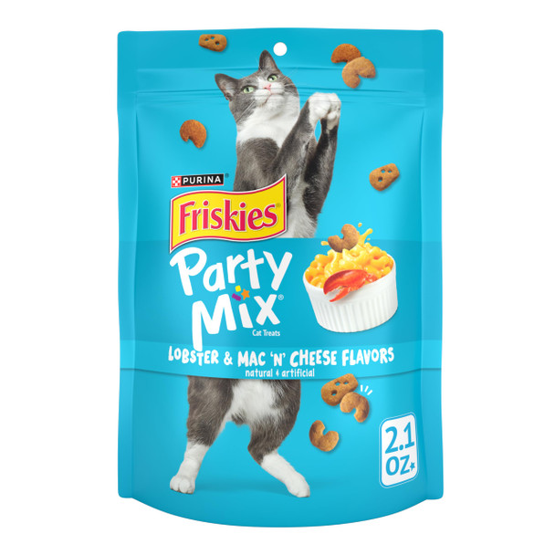 Friskies Purinacat Treats Party Mix Lobster & Mac 'N' Cheese Flavors - (Pack Of 6) 6 Oz. Pouches