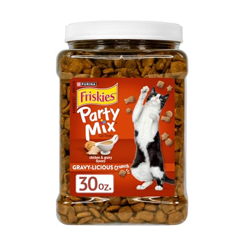Friskies Purinaparty Mix Gravy-Licious Crunch Chicken And Gravy Flavors Cat Treats - 30 Oz Canister