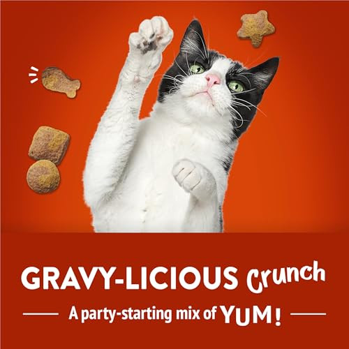 Friskies Purinaparty Mix Gravy-Licious Crunch Chicken And Gravy Flavors Cat Treats - 30 Oz Canister