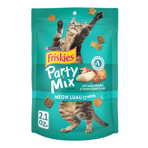 Friskies Purinacat Treats Party Mix Meow Luau Crunch - (Pack Of 10) 2.1 Oz. Pouches