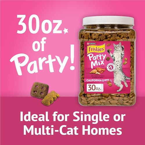 Friskies Purinaparty Mix California Crunch With Chicken And Flavors Of Turkey And Bacon Cat Treats - 30 Oz Canister