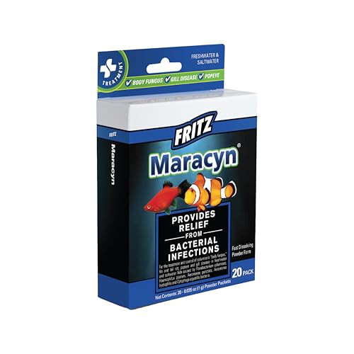 Fritz Aquatics Fritz Maracyn - For Saltwater And Freshwater Gram-Positive Relief From Bacterial Gil Popeye More - Easy Dose Packets 20 Count