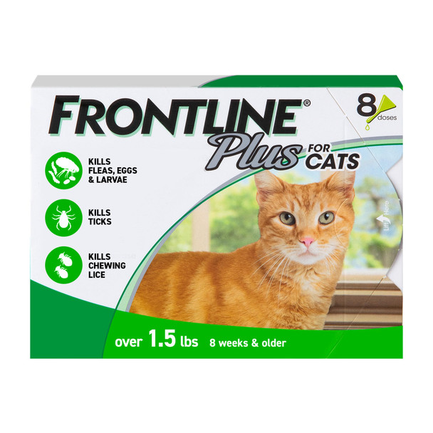 Frontline Plus Flea And Tick Treatment For Cats Over 1.5 Lbs. 6 Treatments