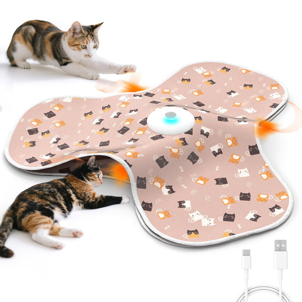 Fugodiwi Interactive Cat Toys For Indoor Cats Adult With Feather Tail Switchable Mouse Sounds Kitten Enrichment Toys For Hunting Self Play Automatic Rechargeable Quiet Game To Bored (Pink)