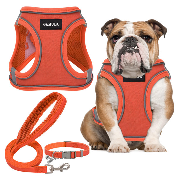 Gamuda Small Dog Harness Collar And Leash Set Step In No Chock No Pull Linen Fabric Soft Mesh Dog Vest Harnesses Reflective For Dogs Puppy Cats Kitten Rabbit (Black Xxs)