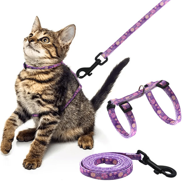 Giecooh Cotton Cat Harness And Leash Set Escape-Proof Adjustable Soft Harness For Kitten Small & Large Cats Ideal For Travel & Outdoor Walking (Ladybug)