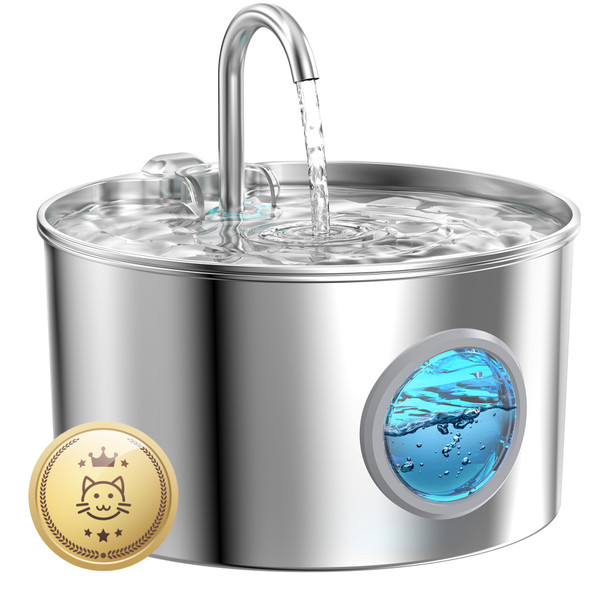 Giotohun Cat Water Fountain Stainless Steel: 74Oz/2.2L Cat Fountain For Drinking - Pet Water Fountain For Cats Inside - Quiet Cats Water Bowl Dispenser - Kitty Drinking Fountains - For Pets& Small Animals