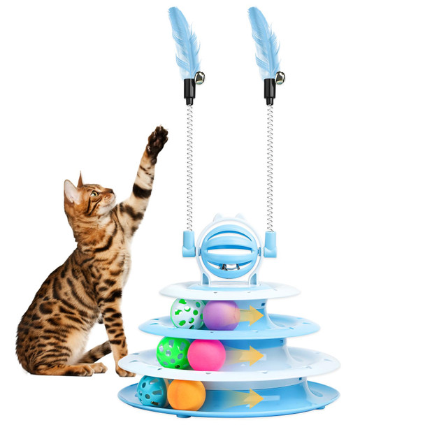 Goosheep Cat Toy Interactive Pet Plaything For Indoor Kitten Interactive Kitty Puzzle Ball With 2 Cat-Tease (Orange)