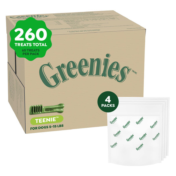 Greenies Veterinarian-Recommended Adult Natural Dental Dog Treats Teenie Size Dog Dental Chews Original Flavor 12 Oz. Pack 43 Count