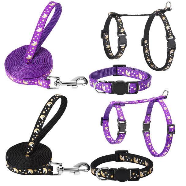 Guiqulai 2 Pack Cat Harness And Leash With Collar Set Escape Proof Cat Harness Adjustable Kitten Harness Glow In The Dark For Small Medium Cats