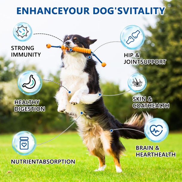 Guruami 40-In-1 Dog Vitamins Multivitamin For Dogs Multivitamin Chewable With Glucosamine Msm Collagen Probiotics Gut Digestive Enzymes Zinc Mushroom Dog Vitamins For Itchy Skin & Immune Support