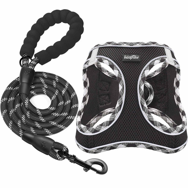 Haapaw Dog Harness With Leash Set No Pull Adjustable Reflective Step-In Puppy Harness With Thickened Padded Vest For Extra-Small/Small Medium Dogs