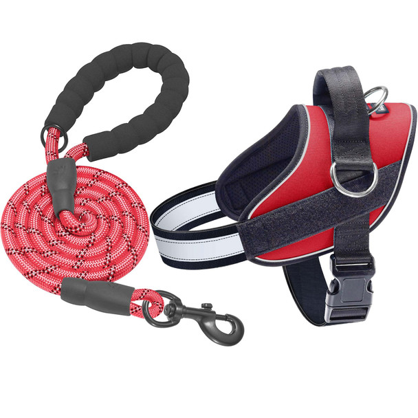 Haapaw Essential Dog Harness No Pull Pet Vest With 3 Leash Clips No Choke Reflective Adjustable And Padded For Easy Walking And Training For Medium Dogs(M Blue)