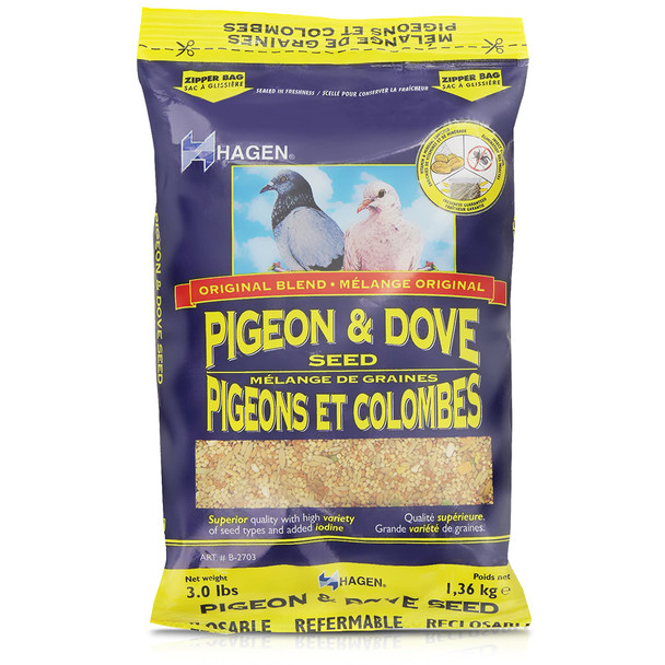 Hagen Pigeon & Dove Seed - Original Formula Bird Food 6 Lb Bag Nutritionally Complete Seed Mix With Vitamins & Minerals Wild & Captive Bird Diet Insect-Resistant Air-Tight Packaging