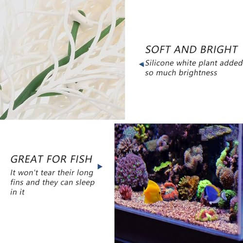 Halontin Aquarium Plants Silicone White Fish Tank Decorations Plastic Plants Betta Fish Tank Accessories Aquarium Decor