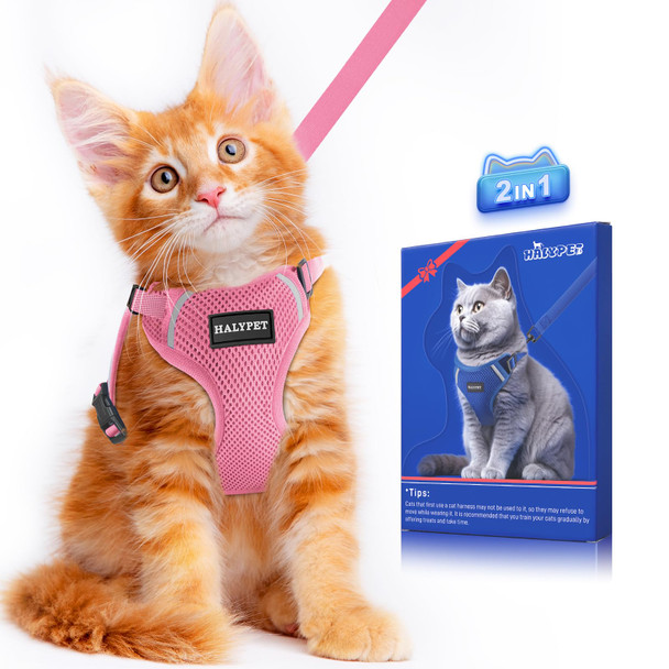 Halypet Cat Harness And Leash Set [ Max Safety Third Generation ] Escape Proof Soft Adjustable Cat Leash Breathable Comfortable Vest Easy To Wear Kitten Harness For Outdoor Walking Black