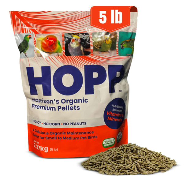 Harrison'S Bird Foods Hopp Premium Pellets Organic Nutritionally Balanced Food For Small To Medium Pet Birds Cold-Pressed Low Fat Vet-Developed 5Lb