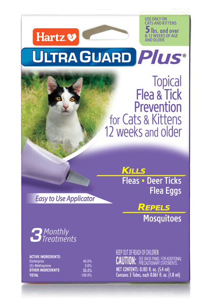 Hartz Ultraguard Topical Flea & Tick Prevention For Cats And Kittens - 3 Monthly Treatments