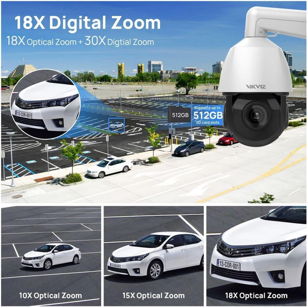 4K (8MP) PTZ POE IP Camera Outdoor Pan Tilt Zoom (Optical 18x Motorized), Human Auto Tracking,Human/Vehicle Detection,Two-Way Talk,328ft IR Night Vision, Compatible with Hikvision 4K (8MP) PTZ POE IP Camera Outdoor Pan Tilt Zoom (Optical 18x Motorized), Human Auto Tracking,Human/Vehicle Detection,Two-Way Talk,328ft IR Night Vision, Compatible with Hikvision