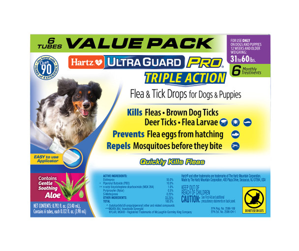 Hartz Ultraguard Pro Flea & Tick Topical Dogs & Puppies Treatment & Prevention 6 Months 31-60 Lbs