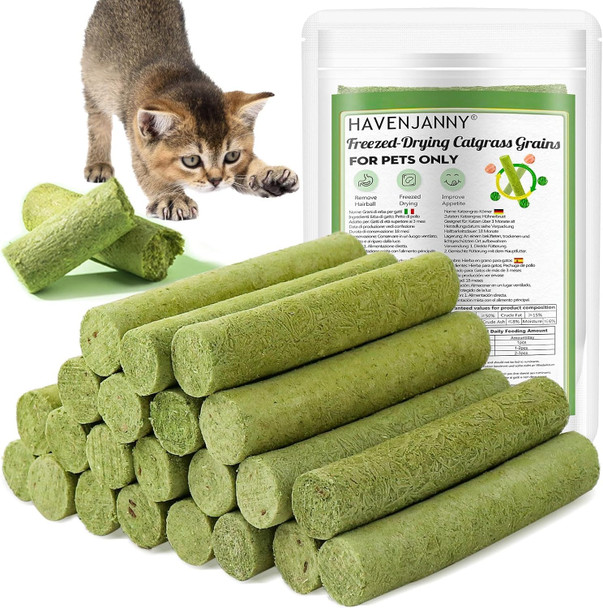 Havenjanny 50G Cat Grass Teething Stick Zed Drying Cat Grass Sticks Snacks For Cats Edible Cat Treats For Teeth Cleaning And Hairball Removal
