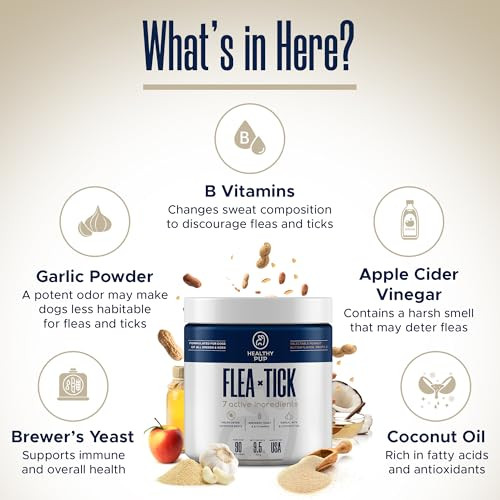 Healthy Pup Flea And Tick Prevention For Dogs Chewable 90 Peanut Butter Flavored Soft Chews Made With B Vitamins Garlic Powder Brewers Yeast Coconut Oil And Apple Cider Vinegar