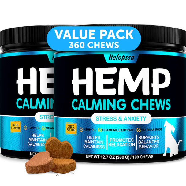 Helopssa Hemp Oil For Dogs And Cats - Organic Hemp Oil Drops For Anxiety Relief StressPain Calming Sleep Arthritis - Hip And Joint Support - Skin Health Anti-Inflammatory - Omega 3-6-9 Pet Drops (2 Pack)