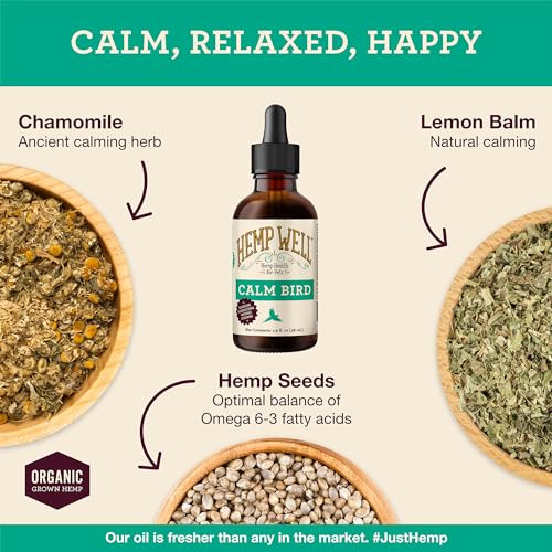 Hemp Well Calm Bird Oil Relieves Anxiety Calms And Relaxes Your Bird Reduces Destructive Behavior Organically Sourced 2 Ounces