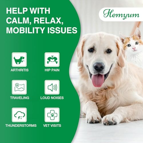 Hemyum Organic Hemp Oil For Dogs & Cats - High Potency Premium Formula For Anxiety Relief S Izures Arthritis Joint Pain Support I J Int H Alth - C Lming Tr Ats For Pets 2-Pack