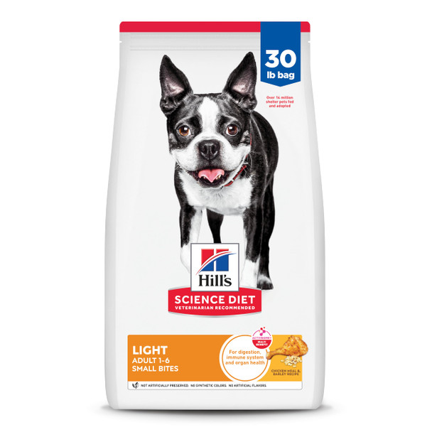 Hill'S Science Diet Light Adult 1-6 Weight Management Support Small Kibble Dry Dog Food Chicken & Barley 5 Lb Bag