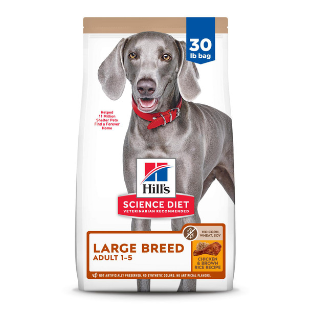 Hill'S Science Diet Large Breed Adult 1-5 Dry Dog Food Quality Protein For Joint Support & Lean Muscles Chicken & Barley 15 Lb. Bag