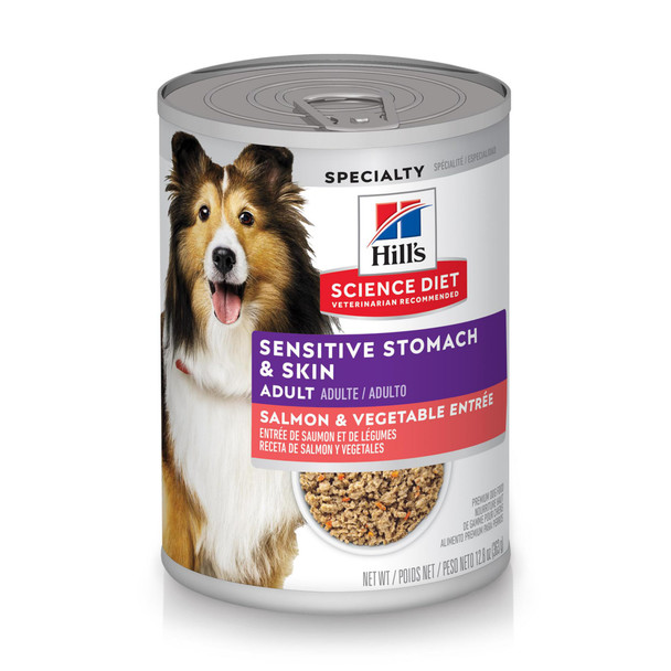 Hill'S Science Diet Adult 1-6 Sensitive Stomach & Skin Wet Dog Food Turkey & Rice Stew 12.5 Oz. Cans 12-Pack