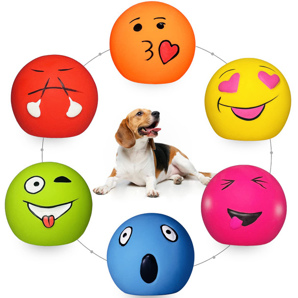 Holysteed Latex Dog Squeaky Toys Rubber Soft Dog Toys Chewing Squeaky Toy Fetch Play Balls Toy For Puppy Small Pets 6Pcs For Mini Small Breeds 2.28"2.28"1.30"
