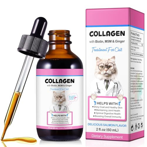 Huyehf Liquid Collagen For Cats Cats Collagen Liquid Drops With Biotin Msm & Ginger Immunity Support Itch Relief Skin & Coat And Joint Health Supplement For Cat 60Ml