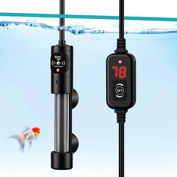 Hygger 150W Submersible Aquarium Heater With Digital Temperature Controller Mini Fish Tank Heater For 20 30 Gallon Tanks Overheat & Out-Of-Water Protection Freshwater & Saltwater