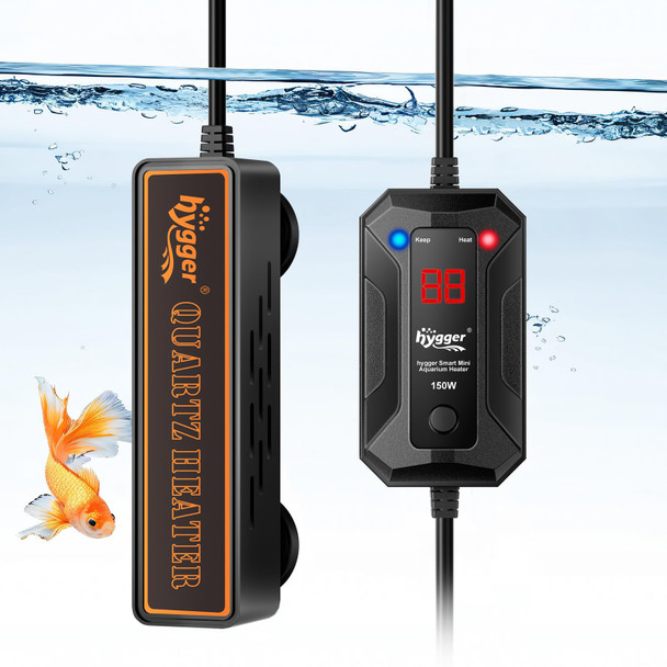 Hygger Smart Mini Aquarium Heater 100W For 10-26 Gallons Desktop Betta Submersible Fish Tank Heater With Intelligent Temperature Control And 5 Safety Protections