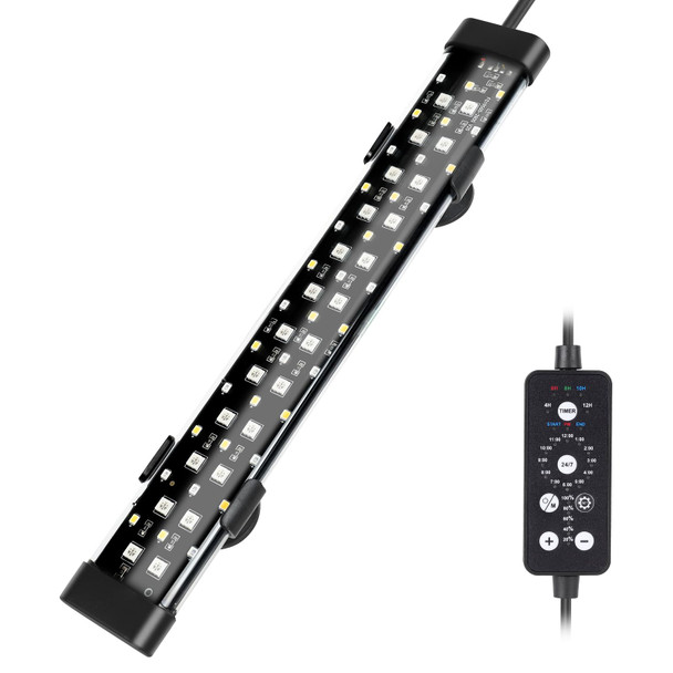 Hygger Submersible Led Aquarium Light 8W 7 In 24/7 Mode Fish Tank Light With 5 Rows Beads With Timer 9 Colors And Adjustable Brightness Full Spectrum Ip68 Waterproof Light For Fish Tank 8-17 Inch