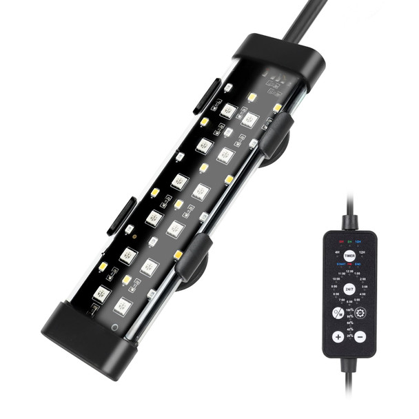 Hygger Submersible Led Aquarium Light 8W 7 In 24/7 Mode Fish Tank Light With 5 Rows Beads With Timer 9 Colors And Adjustable Brightness Full Spectrum Ip68 Waterproof Light For Fish Tank 8-17 Inch