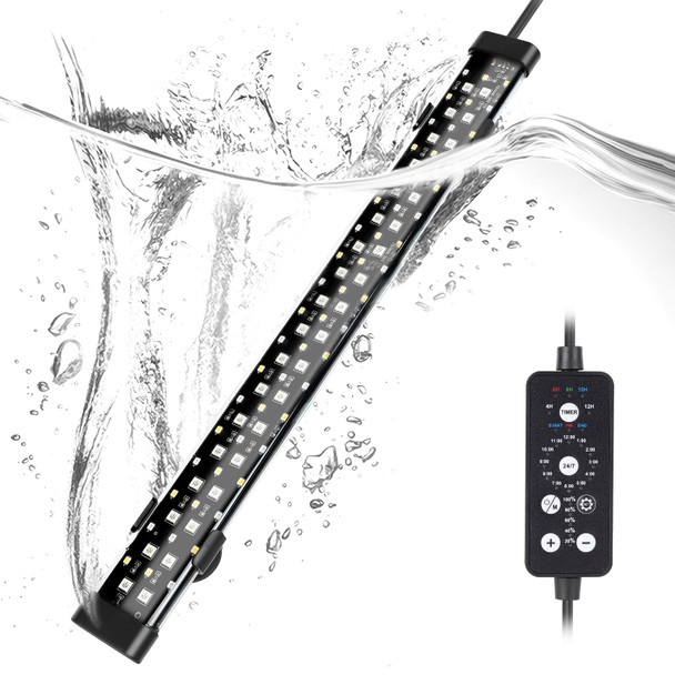 Hygger Submersible Led Aquarium Light 11W 12 In 24/7 Mode Fish Tank Light With 5 Rows Beads With Timer 9 Colors And Adjustable Brightness Ip68 Waterproof Full Spectrum Light For 13-23 Inch Tank