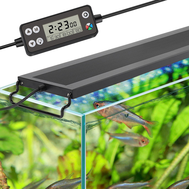 Hygger Auto On Off Led Aquarium Light Full Spectrum Fish Tank Light With Lcd Monitor 24/7 Lighting Cycle 7 Colors Adjustable Timer Ip68 Waterproof 3 Modes For 24"-30" Freshwater Planted Tank