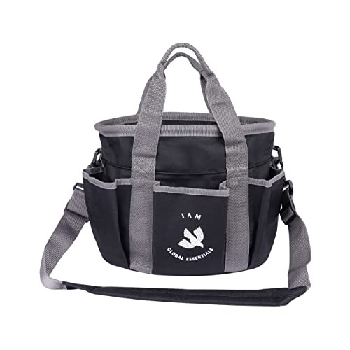 I Am Global Essentials Premium Grooming Kit (9 Piece) - Organizer Tote Bag With Brushes For Tack Room - Nylon & Plastic Brushes For Horses - Perfect For Beginners Or Professionals