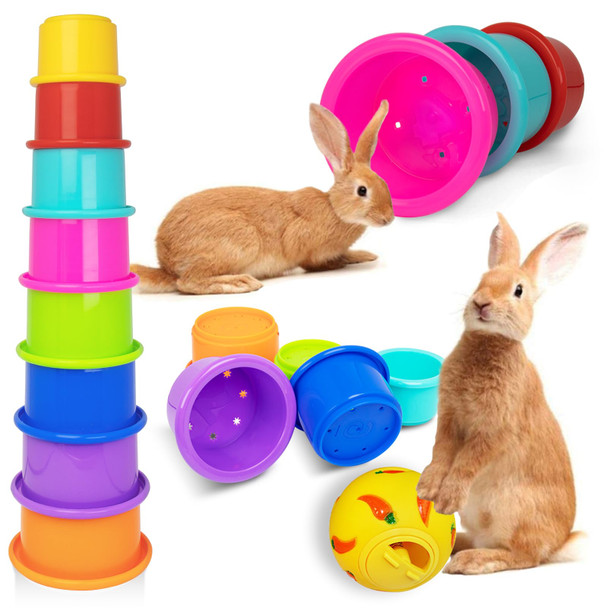 Iffitya 8 Pcs Stacking Cups For Rabbits Colorful Bunny Toys For Rabbits And Small Animals Nesting Rabbit Toys Of Different Sizes Bunny Stacking Cups For Hiding Food And Playing
