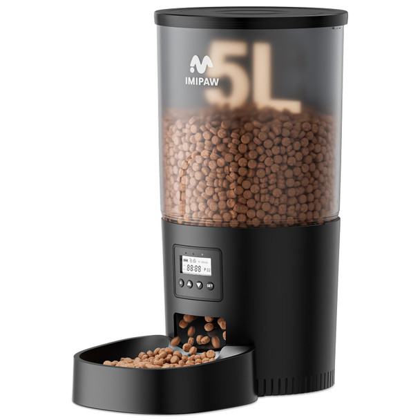 Imipaw Automatic Cat Feeders 3L Timed Cat Dry Food Dispenser With Desiccant Bags Dual Power Supply Programmable Portion Size 6 Meals 20 Portions Per Day Auto Pet Feeder For Cats And Small Dogs