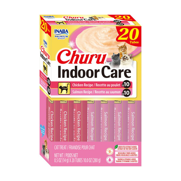 Inaba Churu Hairball Control Functional Creamy Lickable Pur E Cat Treat With Taurine & Vitamin E 0.5 Ounces Each 24 Tubes (4 Per Pack) Tuna Recipe - Packaging May Vary