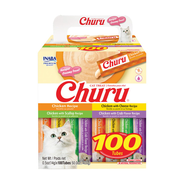 Inaba Churu Cat Treats Lickable Squeezable Creamy Pur E With Vitamin E 0.5 Ounces Per Tube 120 Tubes Total Chicken Variety