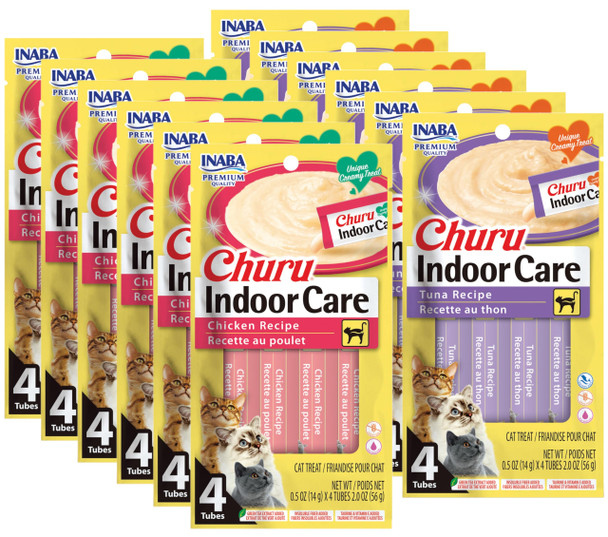 Inaba Churu For Cats Functional Creamy Lickable Pur E Cat Treat For Indoor Care And Hairball Control 0.5 Ounces Each 24 Tubes (4 Per Pack) 2 Flavor Tuna And Chicken Variety Pack