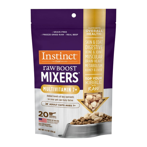 Instinct Raw Boost Mixers Ze Dried Cat Food Toppers With Functional Ingredients Grain Real Chicken - Skin & Coat Health 5.5 Oz Bag